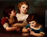 Angelica Kauffmann Children With A Bird's Nest And Flowers painting